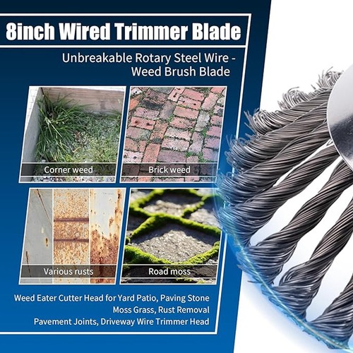 8 Inches Steel Wire Wheel Brush Weed Trimmer Head, Weed Brush Blade US - Picture 10 of 18