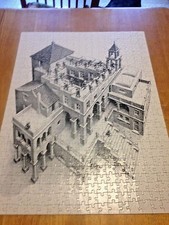 ARCHITECTURAL PUZZLE, 551 PCS 24" X 18", MEDIEVAL / KNIGHTS, COMPLETE, EUC