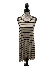 FOREVER 21 High-Low Women's Sleeveless Striped Tank Dress Tan/Black - Size S