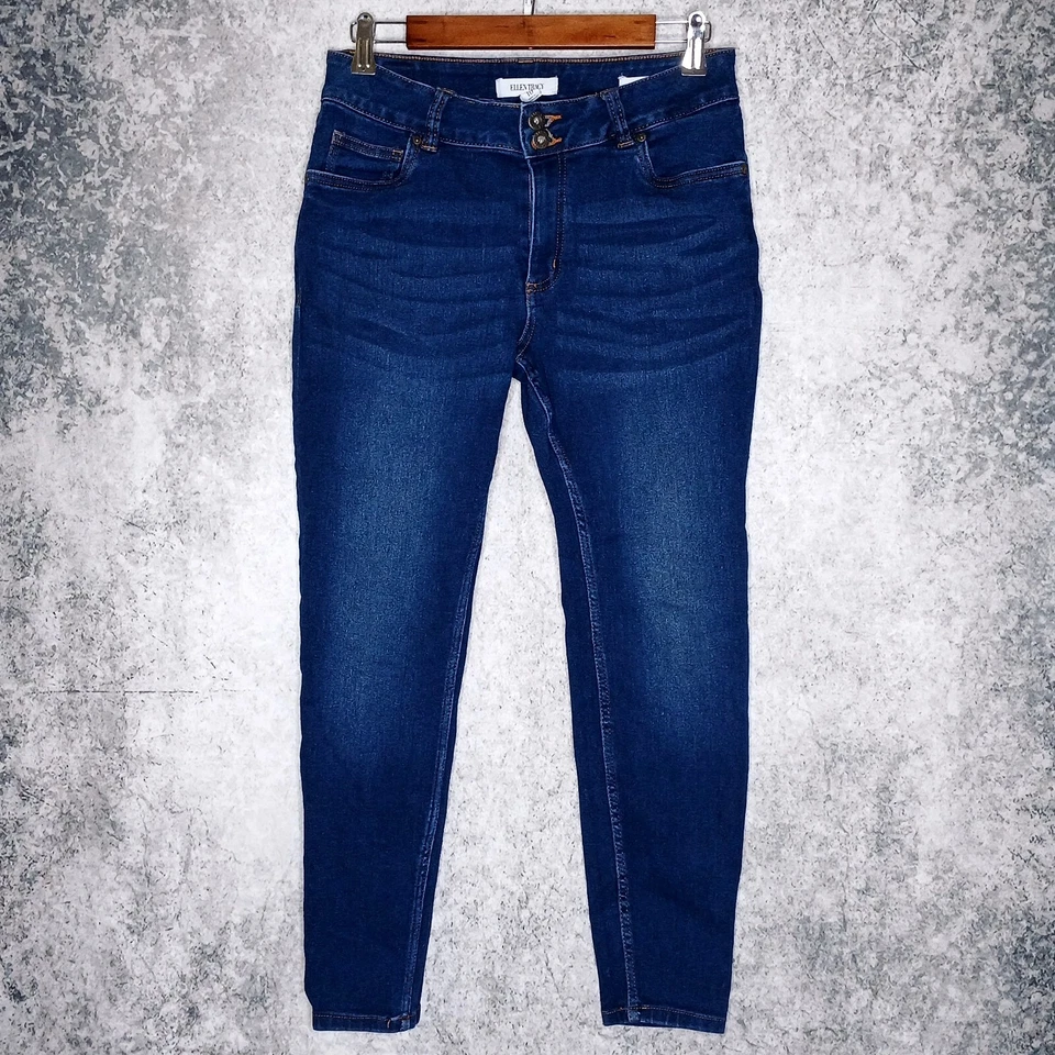 Ellen Tracy Cora 女式中腰九分牛仔裤 10 码弹力深水洗紧身 — 第 2/4 张图片