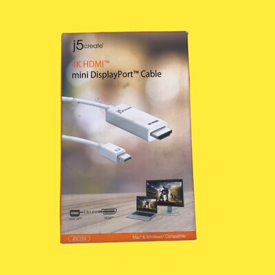 j5create JDC159 4K HDMI Mini DisplayPort Cable 6ft #4363 Z65/490