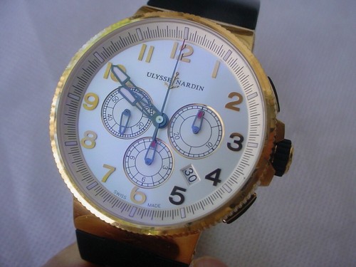 Ulysee Nardin 18K Gold Marine Chronograph 1506-150. 43 mm! Over $18,000 in Gold!