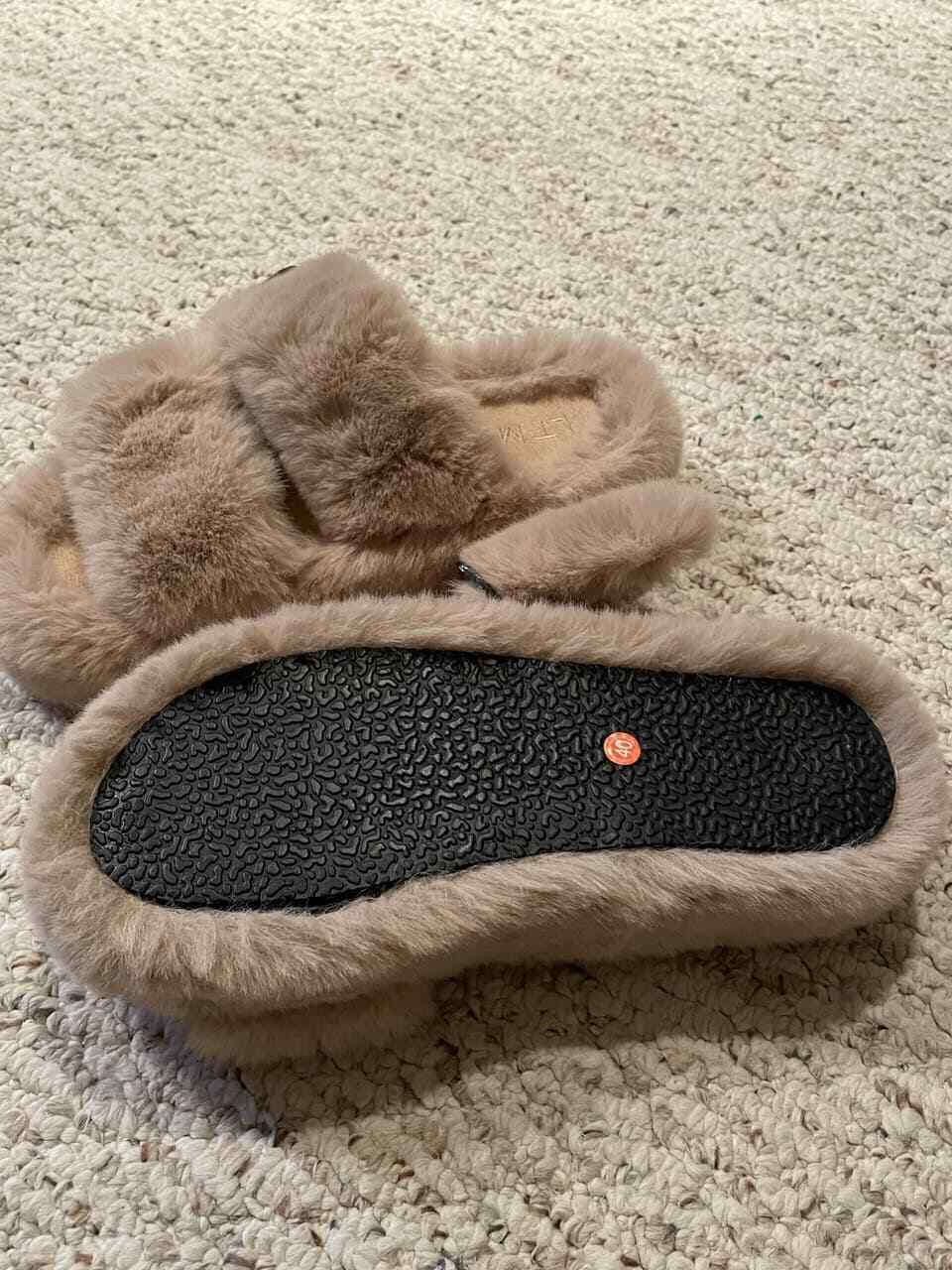 SAOLA Pantofole pelose sandali scarpe slide suola gomma finta pelliccia di coniglio US 8 9 EUR 40