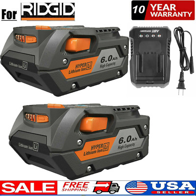 2PACK for Ridgid R840085 6.0Ah Lithium Battery Rigid 18Volt R840087 3.0Ah Tool