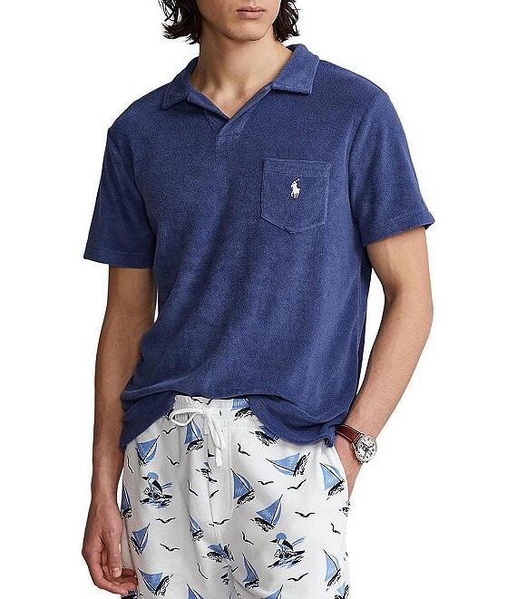 $95 NWT RALPH LAUREN light NAVY blue Johnny Collar XL Slim