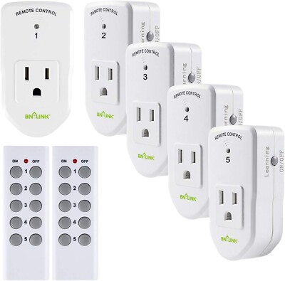 BN-LINK Wireless Remote Control Electrical Outlet Switch for Lights F1200W/10A
