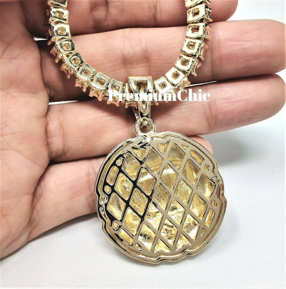 Last Supper CZ Iced Pendant Necklace - 14k Gold Plated Rope Chain Hip Hop Jewelry