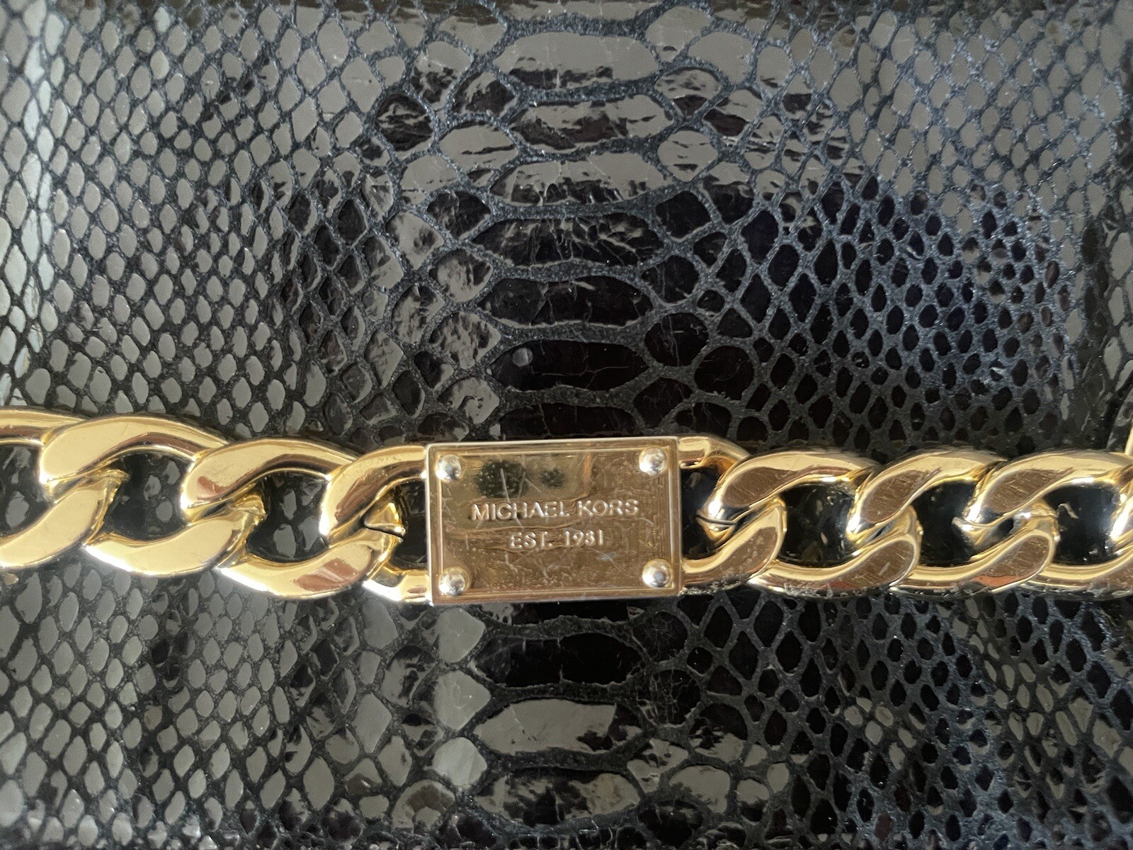 Michael Kors Collection black python embossed clu… - image 3