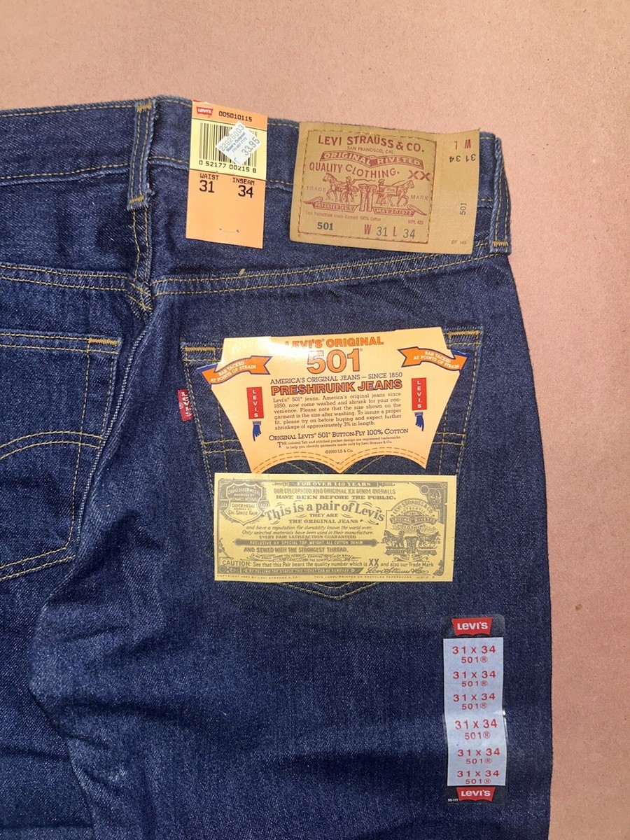 Vintage Levis 501 Pre-Shrunk, Rare Deadstock, New With Tag Jeans