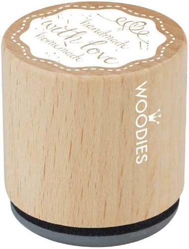 Woodies Handmade Theme Round Wood Mounted Rubber Stamp Set, 4-Count 1.25" NEW - Picture 3 of 8