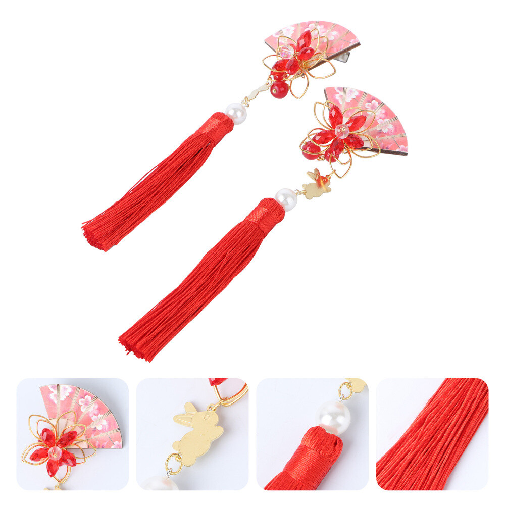 2 Pcs Ancient Hair Accessories Japanese Barrettes Fan Flower Clip eBay