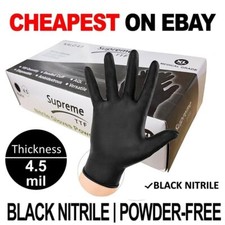 100 DISPOSABLE NITRILE GLOVES POWDER & LATEX FREE BLACK Medical S/M/L/XL 1000