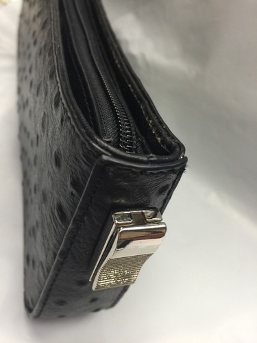 Borsa a mano Debbie Brooks slim pelle nera tracolla intercambiabile fiore bianco nuova - Foto 6 di 11