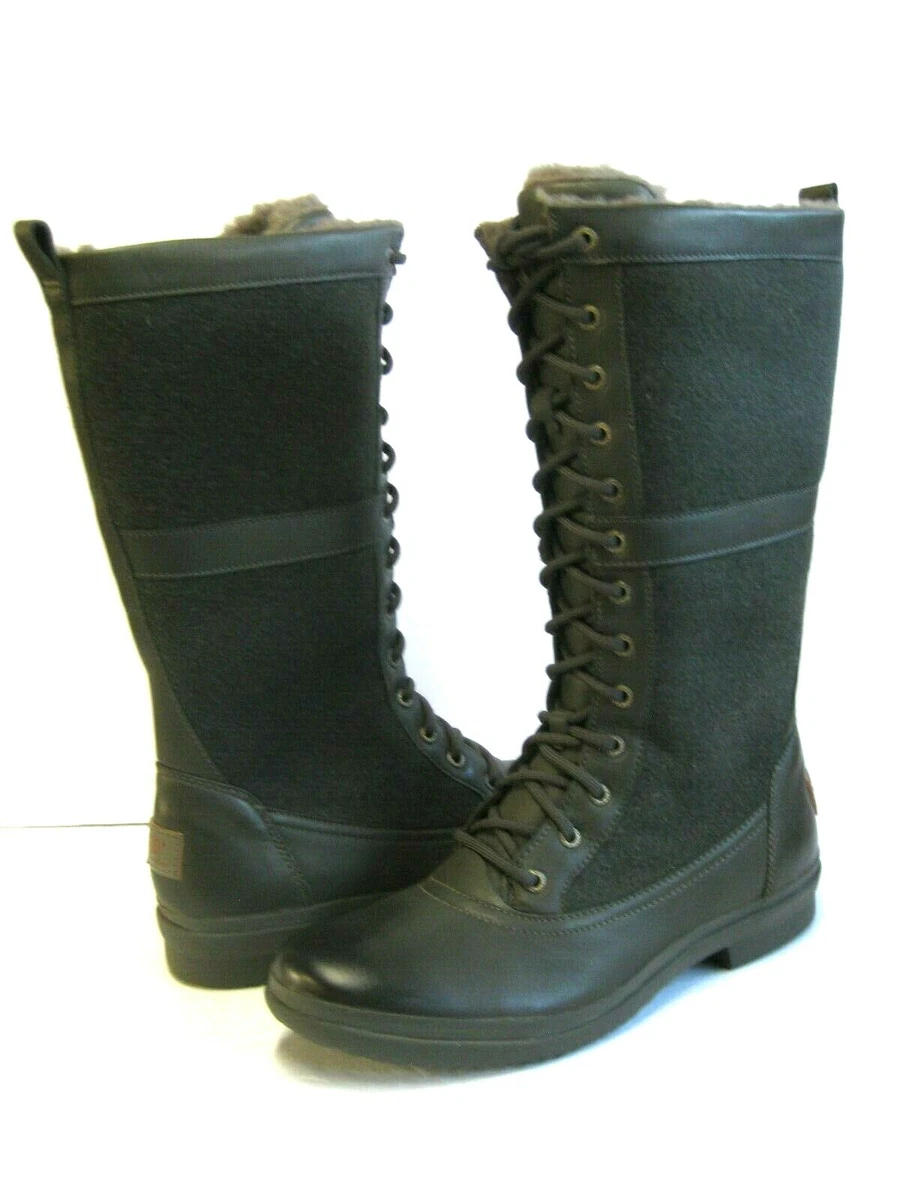 UGG ELVIA WOMEN WINTER TALL BOOTS LEATHER SLATE US 9.5 UK 8 EU