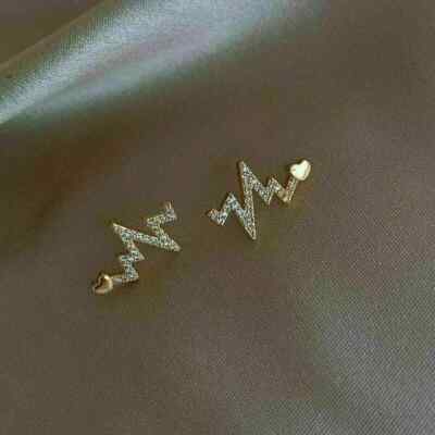 0.80Ct Lab Created Round Diamond Heart Beats Earrings 14K Yellow Gold Finish