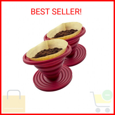 2 Pieces Attsky Collapsible Pour Over Coffee Dripper for Camp Coffee, Reusable S