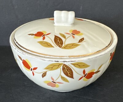 Halls Sugar Bowl Superior Quality Kitchenware 5'' Autumn Leaf Dunbar Vintage