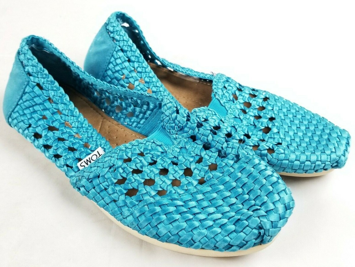 Women's TOMS Blue Knitted Flats Slip Ons Size US