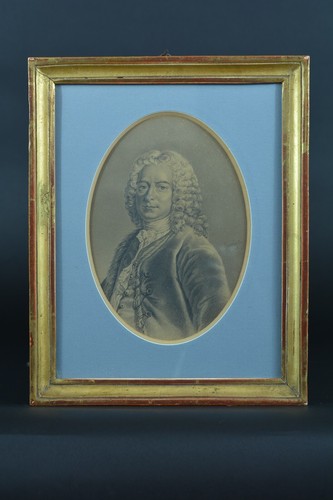 Tableau ancien Dessin 18 ème portrait d'un homme à la perruque signé Girardot - Photo 2/10