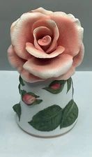 FRANKLIN MINT PORCELAIN ROSE BELL / DEAREST PINK ROSE