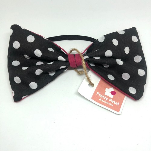 Large Leopard Print Pink Stripe Purple Red Black Polkadot Elastic Hair Bows Ties - Picture 6 of 27