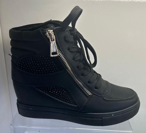 Women Ladies Sneakers High Top Wedge Lace up heel Trainers Pumps platform Shoes - Picture 4 of 7