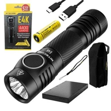 COMBO: NITECORE E4K EDC Flashlight w/ Battery and NB5000 5,000mAh Power Bank 