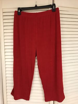 JOSTAR Travel Mat'l Polyester Spandex Stretch Knit Capri Pant Deep Red NWT!