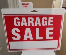 2 Pack Lot - Garage Sale Signs 9"x12" Durable Plastic Weatherproof Red/White New