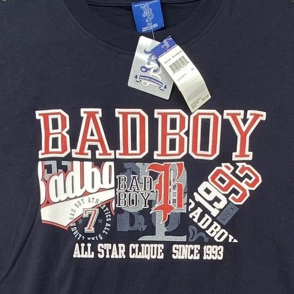Camisa de atletismo Bad Boy para hombre XL azul años 90 hecha en EE. UU. gráfico 3D vintage Y2K Foto 2 de 4