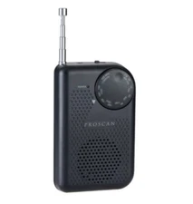 ProScan AM FM Compact Portable Personal Radio Black Speaker and Headphone Jack