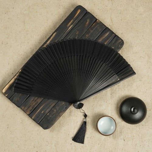 Chinesischer Vintage Satin Bambus Klappfächer Japanischer Stil Faltbar Klein Handfächer - Bild 18 von 30