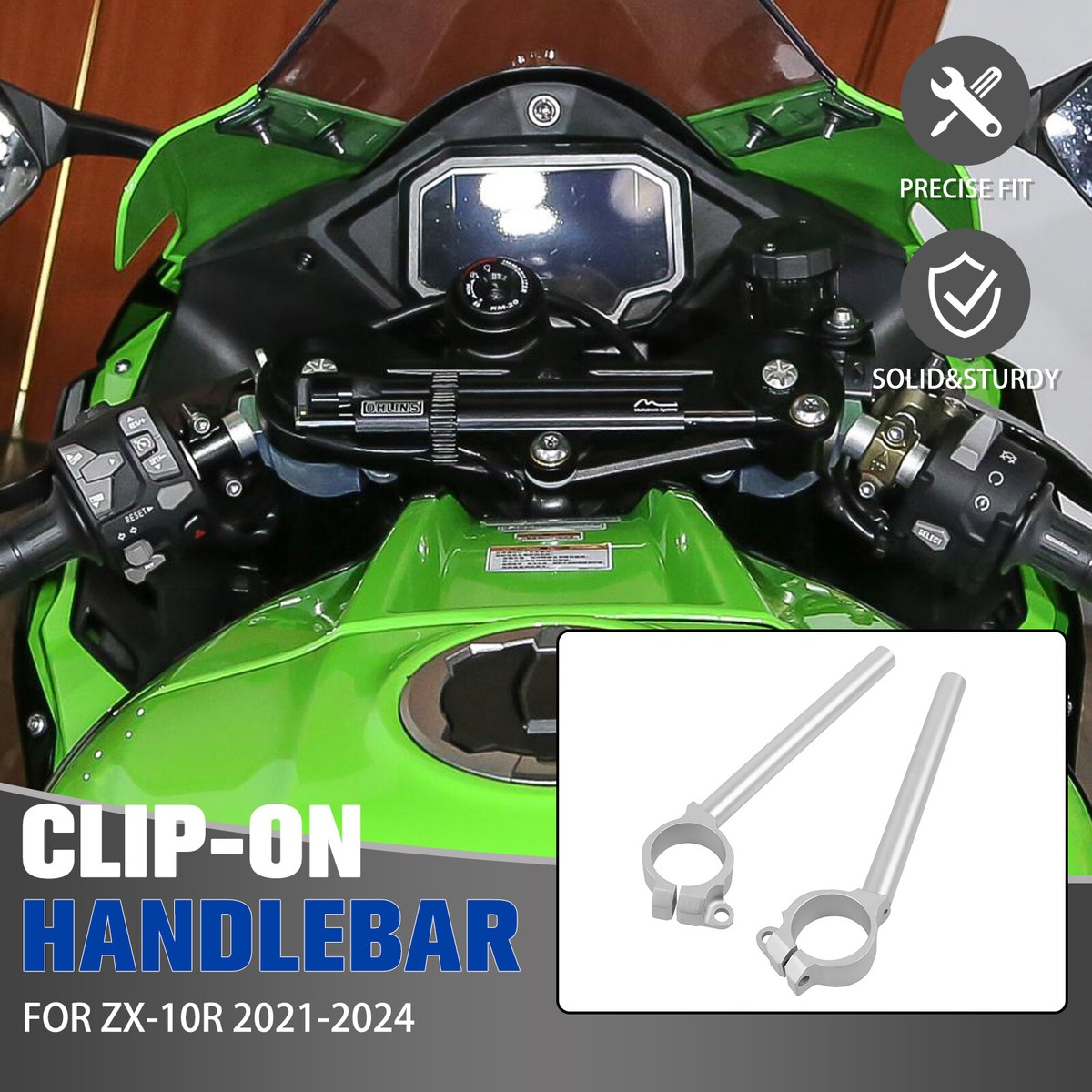 444 Riser Clip-On Handlebars Fits For Kawasaki Ninja ZX-10R ZX10R 2021