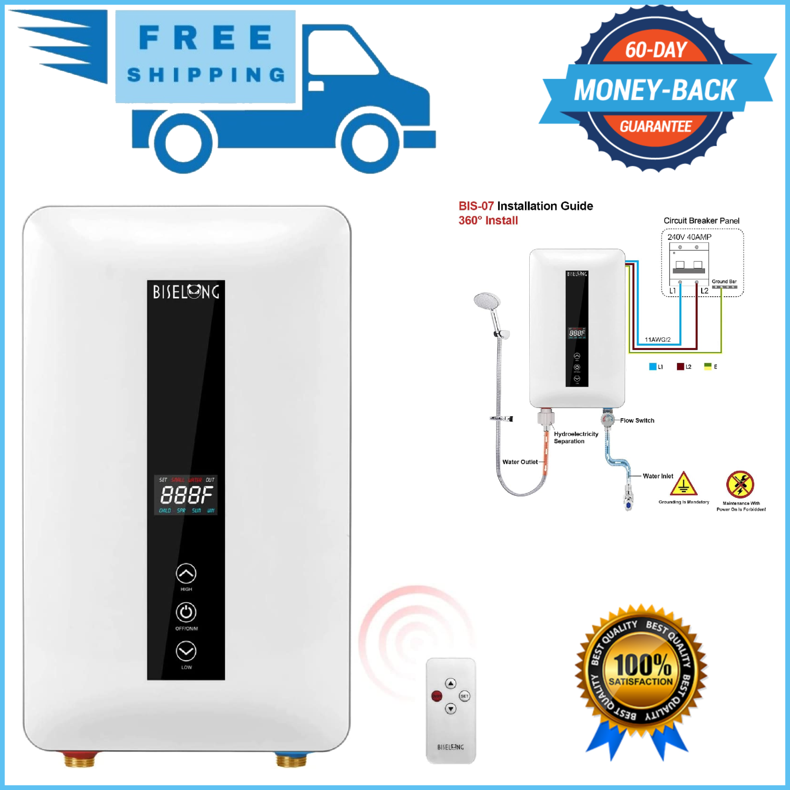 Tankless Water Heater Electric Whole House ECO Instant Hot On Demand | eBay