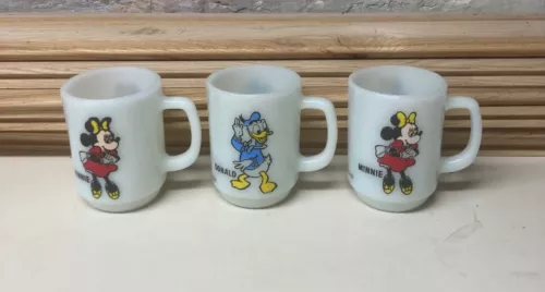 3 Anchor Hocking Fire King Disney Minnie Donald Duck Coffee Tea Mugs Pepsi