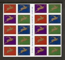 #3363a REINDEER #B444444. SELF-ADHESIVE PANE.  F-VF NH. BCV $43.50