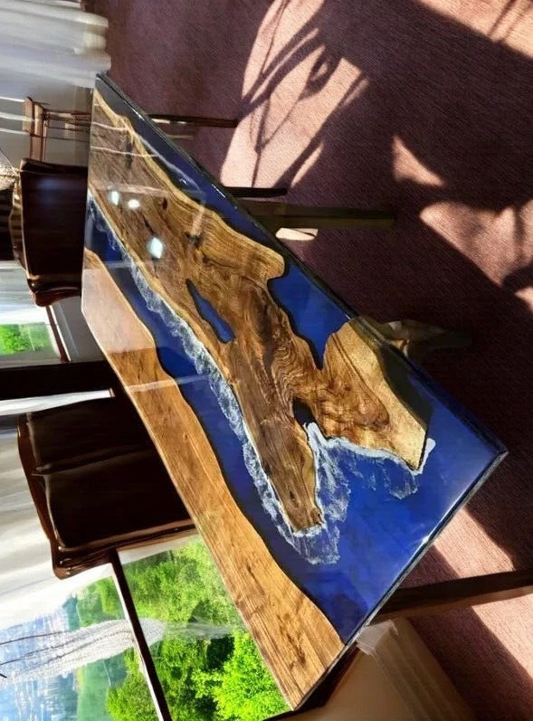 Blue River Epoxy Table , Cafeteria Coffee Table, Resin Epoxy Table for Office - Image 4 of 4