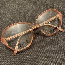 New Old Stock VTG Pink Rose Blush Nude Large Plastic BIG Eye Frames Glasses 57