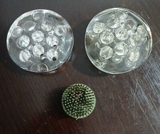 VTG Flower Frogs Lot Of 3 1 Hairpin 2 Heavy Lg Glass Pottery Arranging Holders