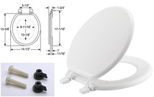 Economy Round Closed Front Toilet Seat, Enameled Wood High-Gloss Finish, White