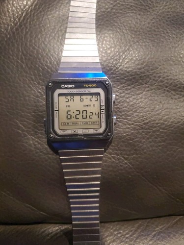 Vintage Casio Touch Tc-500 Calculator Model 119 Japan Made Mens Watch Free Ship - Picture 2 of 8