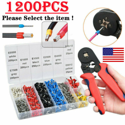 Gl Terminals Set 1200PCS Cord Pin End Bootlace Ferrule Cable Terminals Set Crimp Wire ...