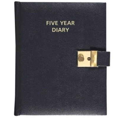 Collins Five 5 Year Diary Black A5 Size Undated Day A Page Lockable Organiser
