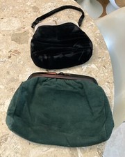 Vintage MCM Garay Purse Bakelite Lucite Handles Green Leather Clutch Bag