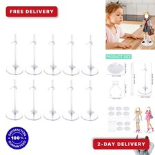 10pc Adjustable Doll Display Holders - Clear Plastic Stands for 11-13 Inch Dolls