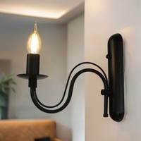 Wandleuchte Schwarz E14 Leuchte Wand Rustikal Wandlampe Landhauslampe Innenlampe