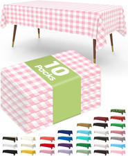 Plastic Table Cloth Disposable 10 Pack, 54 x 108 Inch Table Cloths, Party, Picni