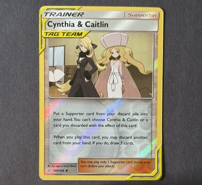 Cynthia & Catlin 189/236 Reverse Holo - Pokemon Sun & Moon Cosmic Eclipse NM