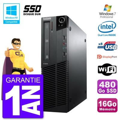 PC Lenovo ThinkCentre M82 SFF G640 RAM 16GB SSD 480GB DVD-Brenner Wifi W7