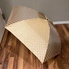 Celine Folding Umbrella Gold Beige Macadam Carbon Ribs Genuine Authentic